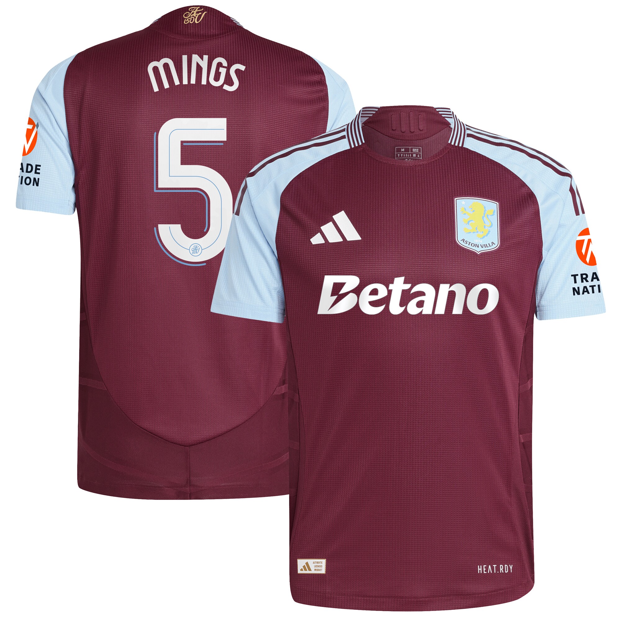 Aston Villa aston villa adidas home authentic shirt 2024-25 with mings 5 cup printing Kits - Official Football Shirts & Training Gear