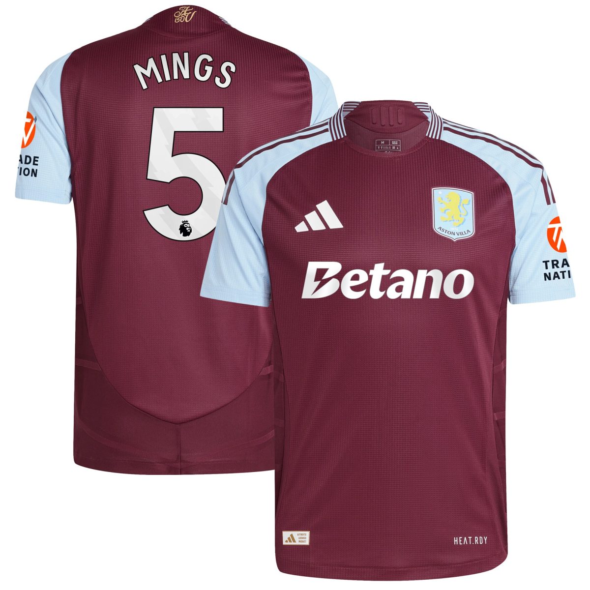 Aston Villa aston villa adidas home authentic shirt 2024-25 with mings 5 printing Kits - Official Football Shirts & Training Gear