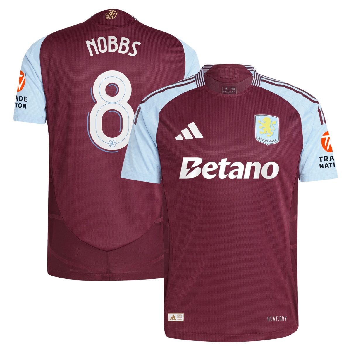 Aston Villa aston villa adidas home authentic shirt 2024-25 with nobbs 8 cup printing Kits - Official Football Shirts & Training Gear