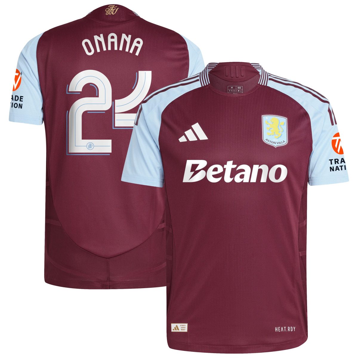 Aston Villa aston villa adidas home authentic shirt 2024-25 with onana 24 cup printing Kits - Official Football Shirts & Training Gear
