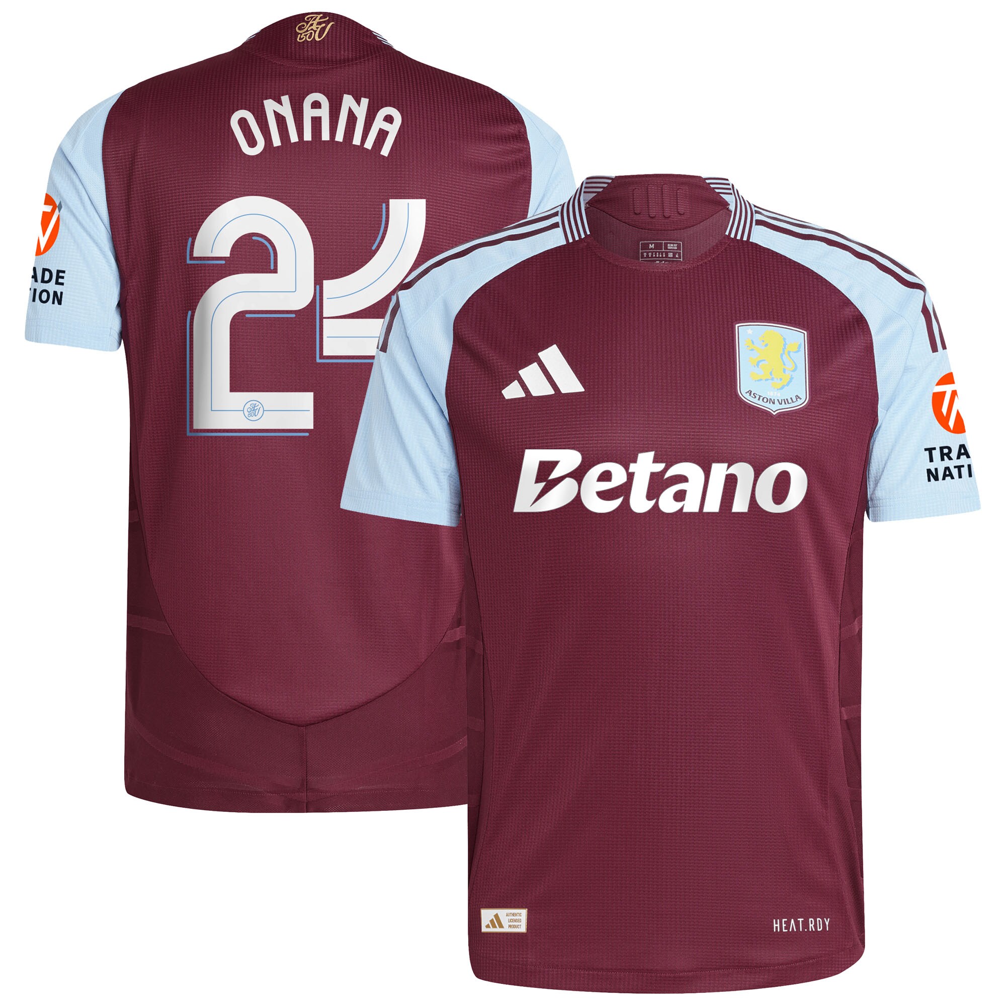 Aston Villa aston villa adidas home authentic shirt 2024-25 with onana 24 cup printing Kits - Official Football Shirts & Training Gear