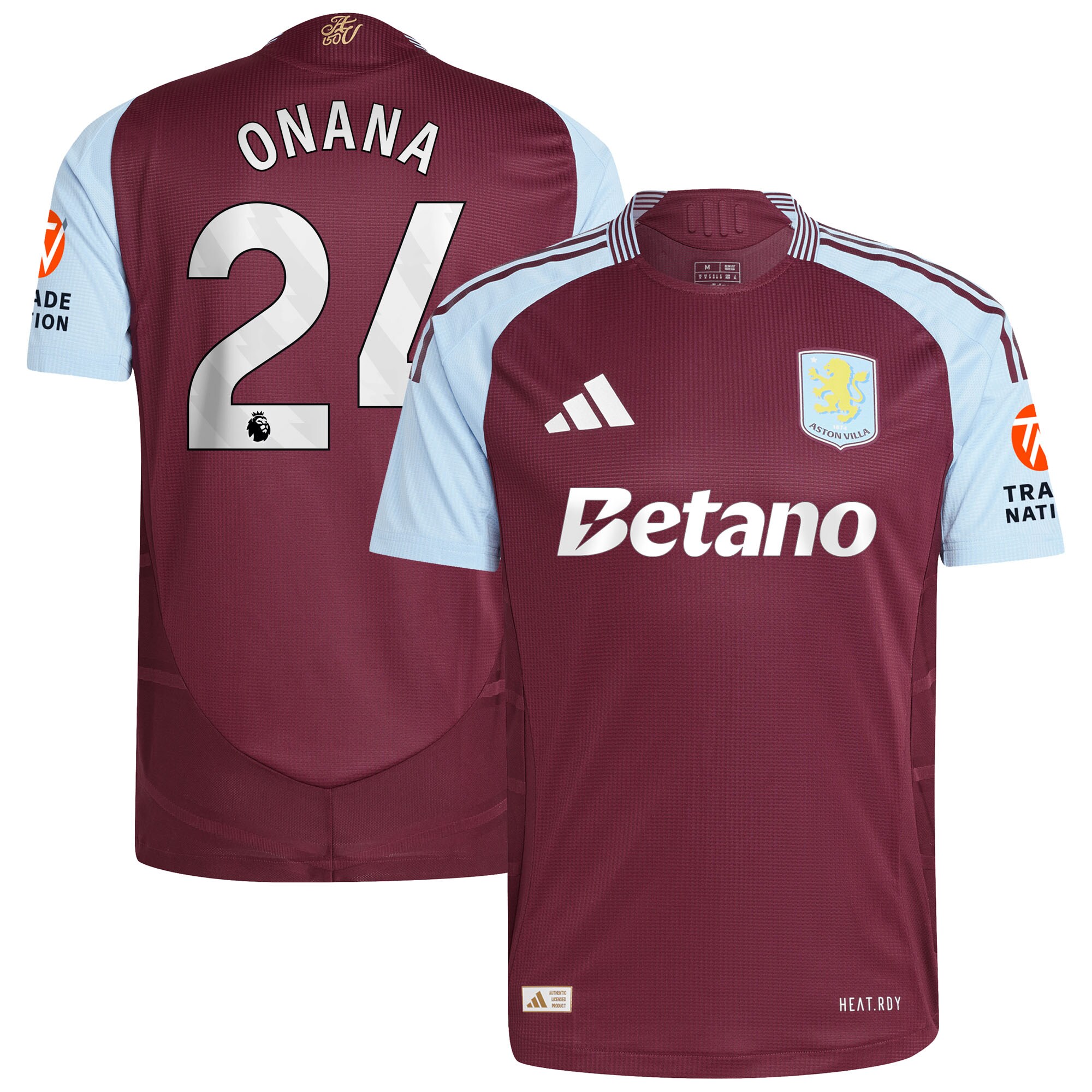 Aston Villa aston villa adidas home authentic shirt 2024-25 with onana 24 printing Kits - Official Football Shirts & Training Gear