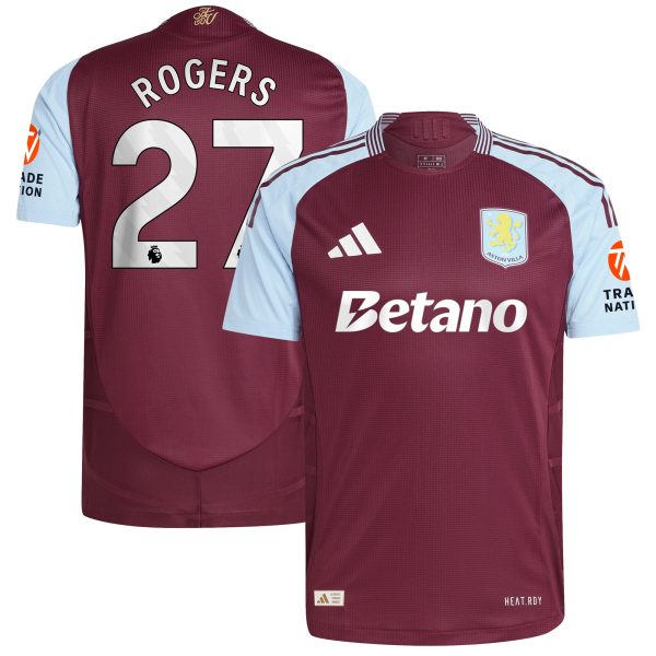 Aston Villa aston villa adidas home authentic shirt 2024-25 with rogers 27 printing Kits - Official Football Shirts & Training Gear