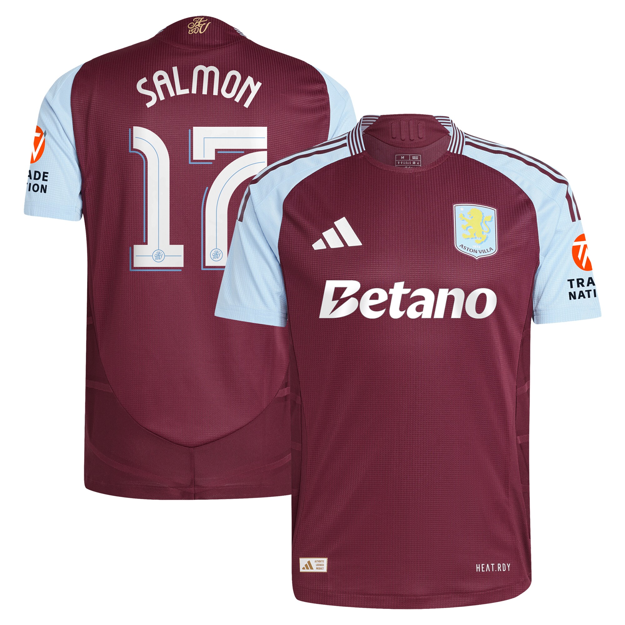 Aston Villa aston villa adidas home authentic shirt 2024-25 with salmon 17 cup printing Kits - Official Football Shirts & Training Gear