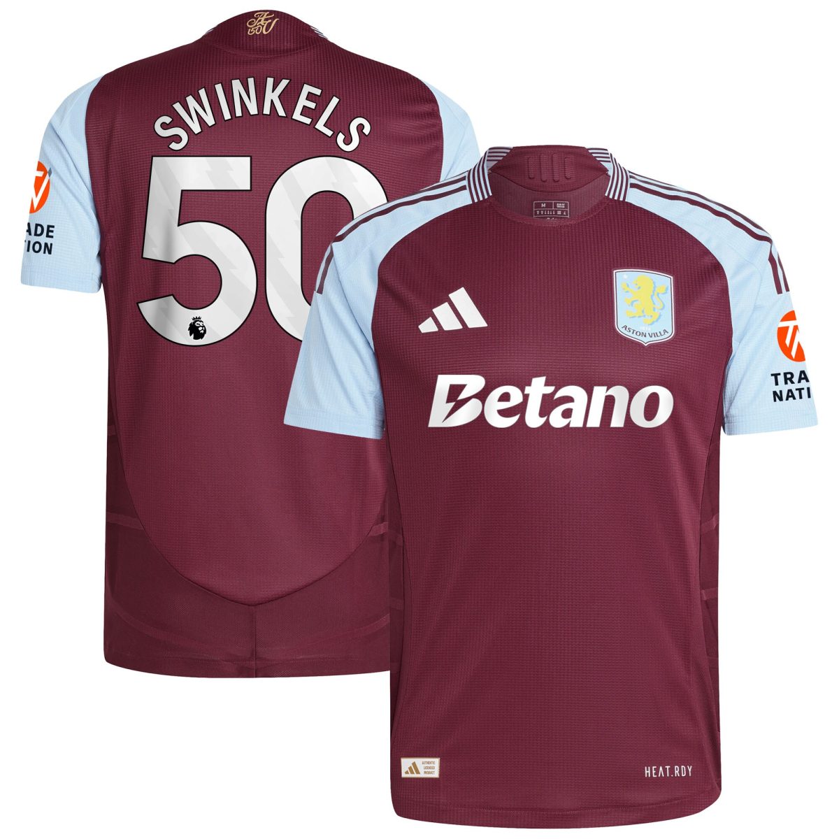 Aston Villa aston villa adidas home authentic shirt 2024-25 with swinkels 50 printing Kits - Official Football Shirts & Training Gear