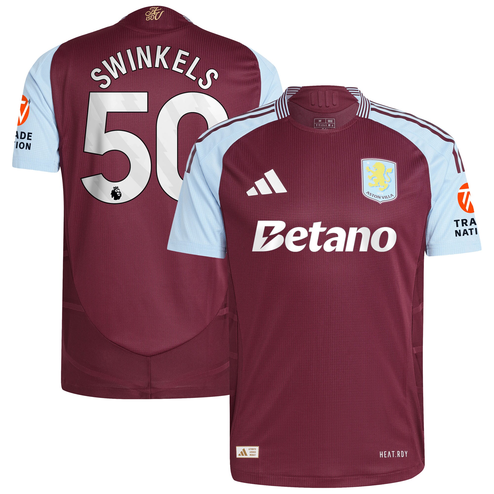 Aston Villa aston villa adidas home authentic shirt 2024-25 with swinkels 50 printing Kits - Official Football Shirts & Training Gear