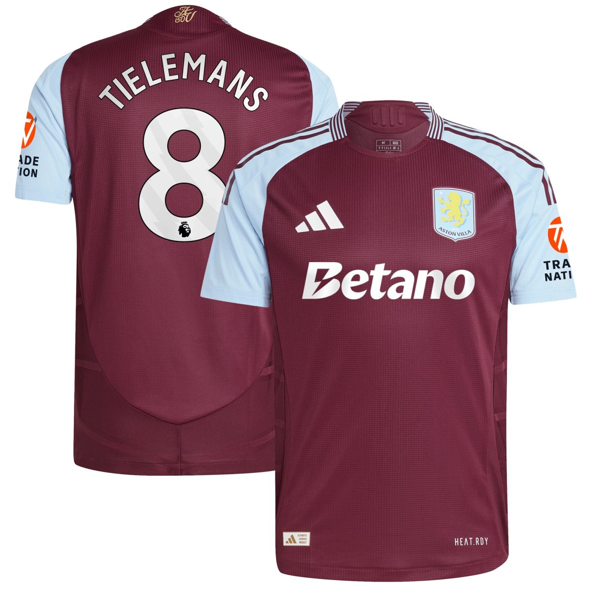 Aston Villa aston villa adidas home authentic shirt 2024-25 with tielemans 8 printing Kits - Official Football Shirts & Training Gear