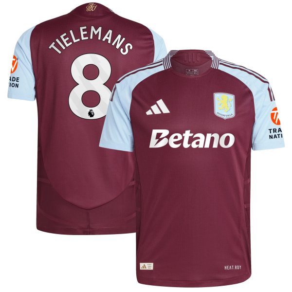 Aston Villa aston villa adidas home authentic shirt 2024-25 with tielemans 8 printing Kits - Official Football Shirts & Training Gear