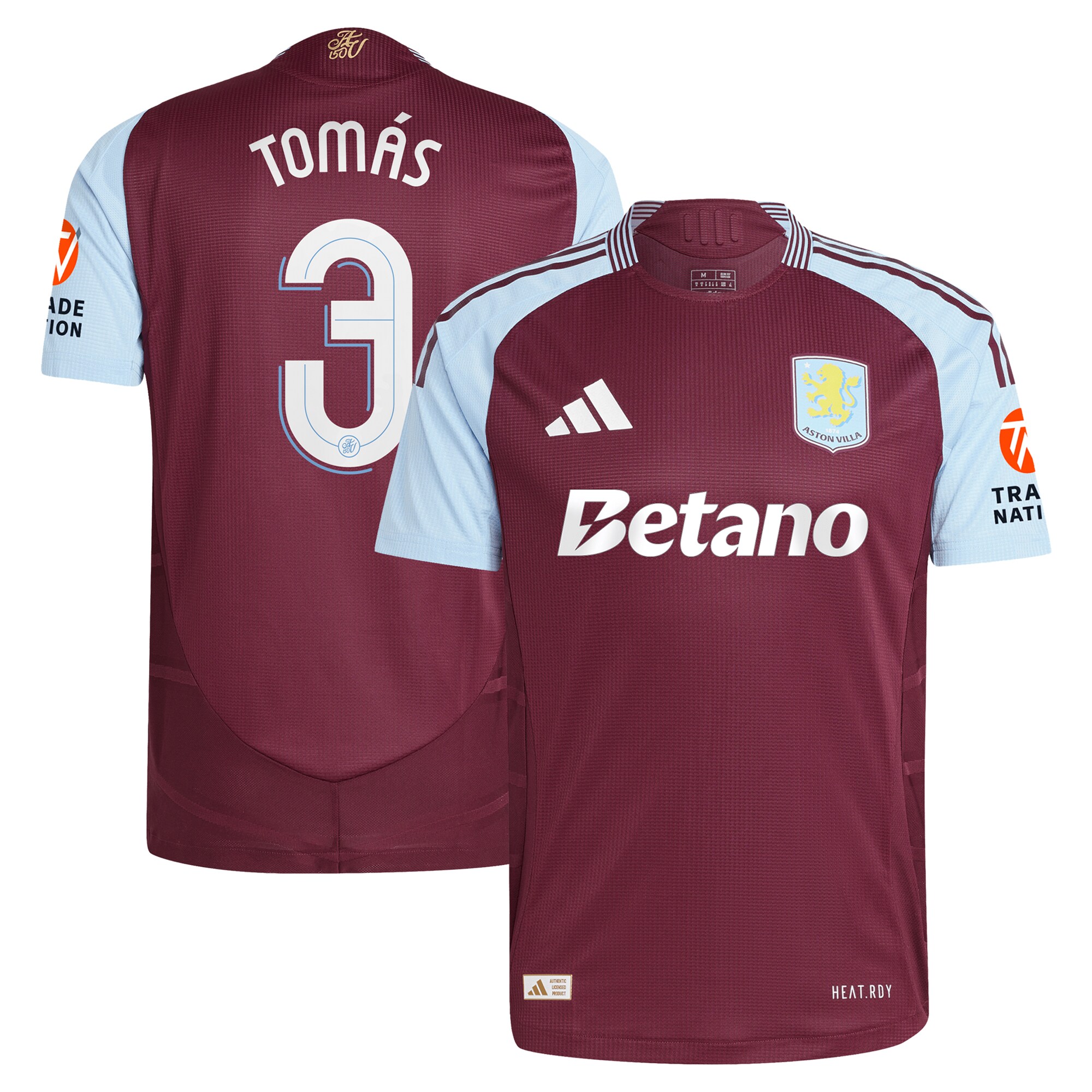 Aston Villa aston villa adidas home authentic shirt 2024-25 with tomás 3 cup printing Kits - Official Football Shirts & Training Gear