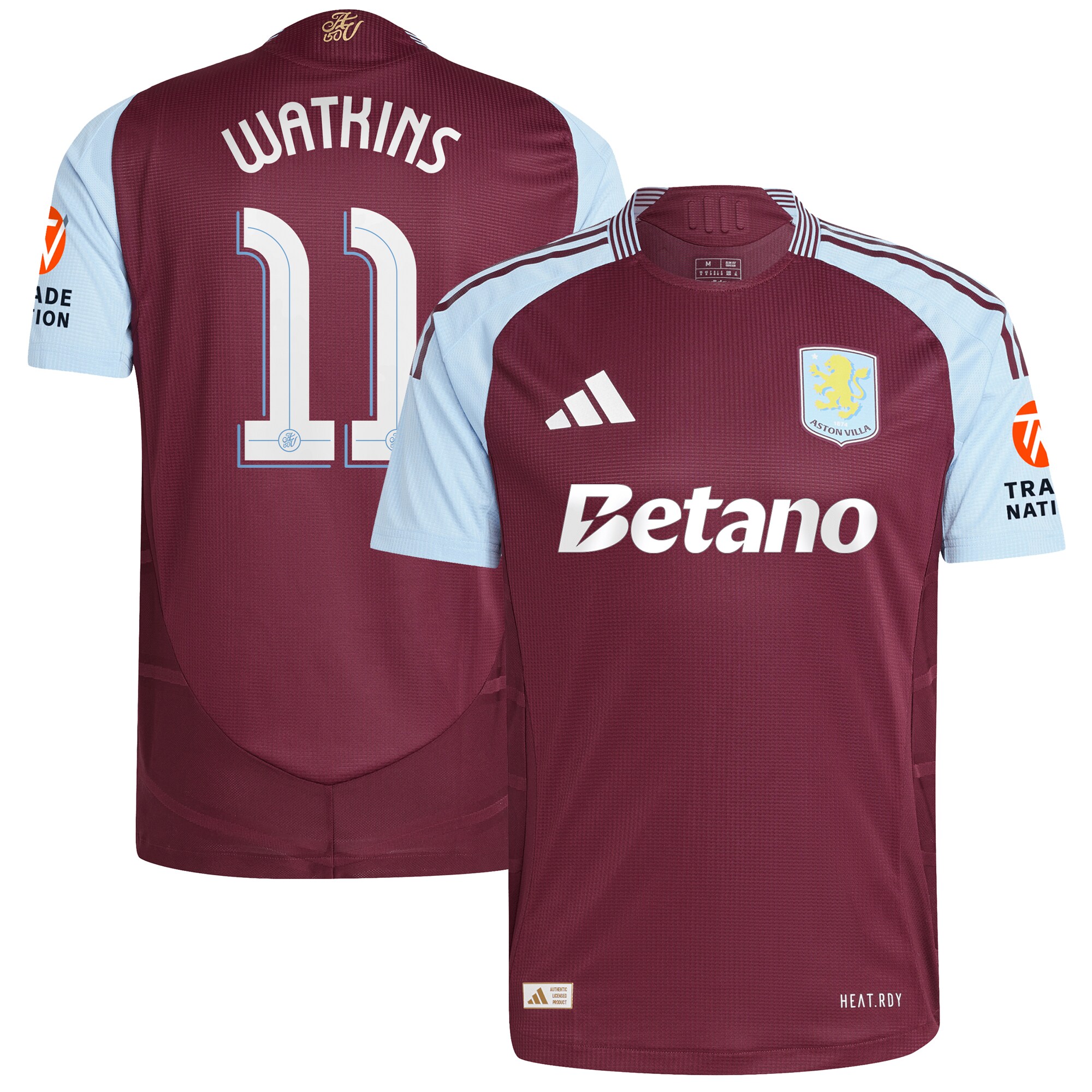 Aston Villa aston villa adidas home authentic shirt 2024-25 with watkins 11 cup printing Kits - Official Football Shirts & Training Gear