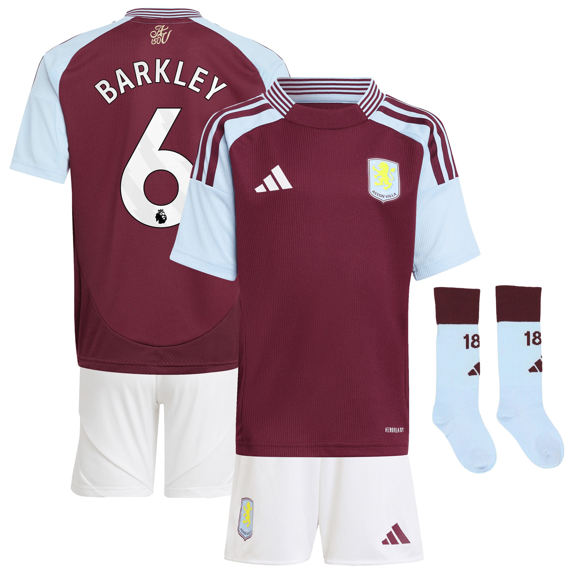 Aston Villa aston villa adidas home mini kit 2024-25 with barkley 6 printing Kits - Official Football Shirts & Training Gear