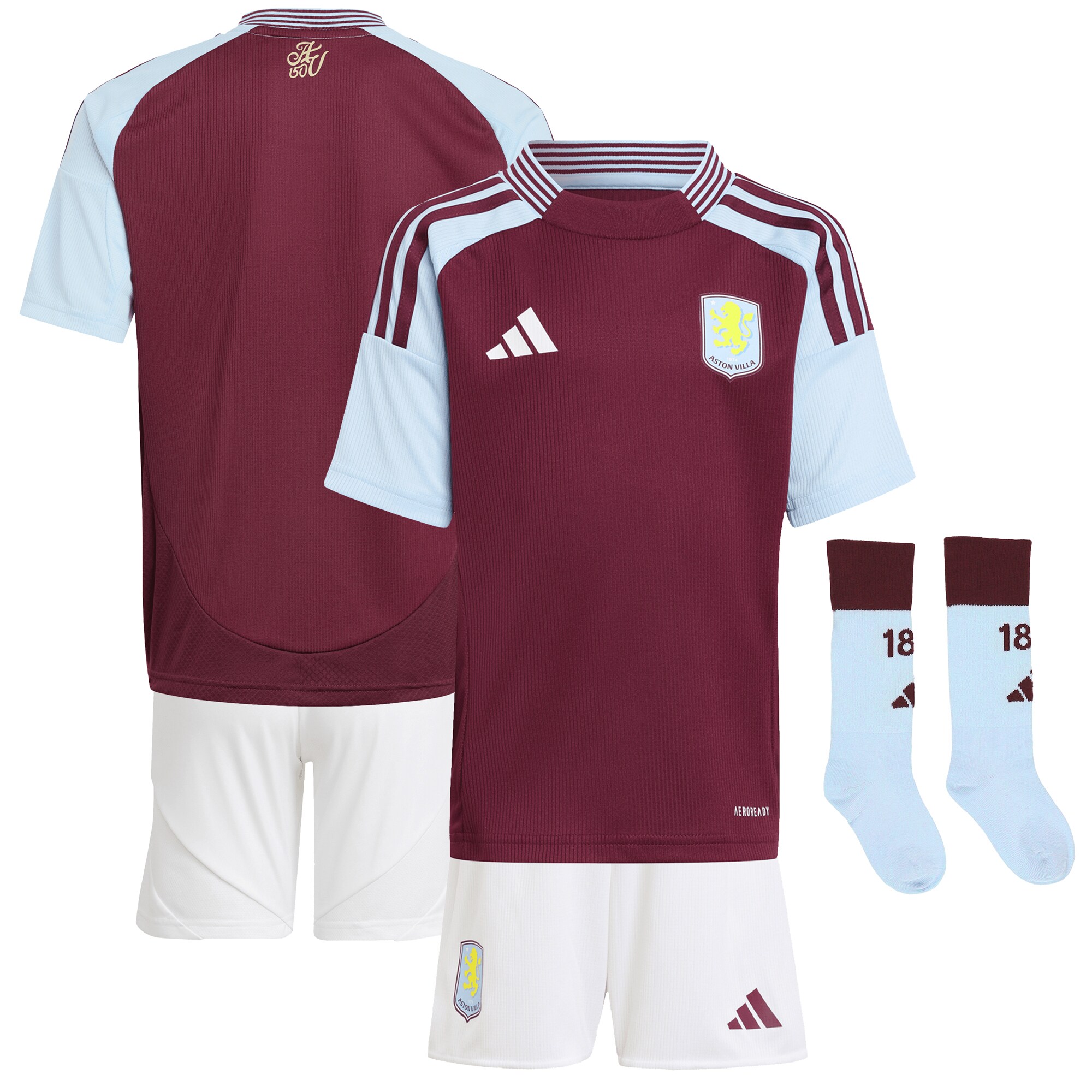 Aston Villa aston villa adidas home mini kit 2024-25 with custom printing Kits - Official Football Shirts & Training Gear