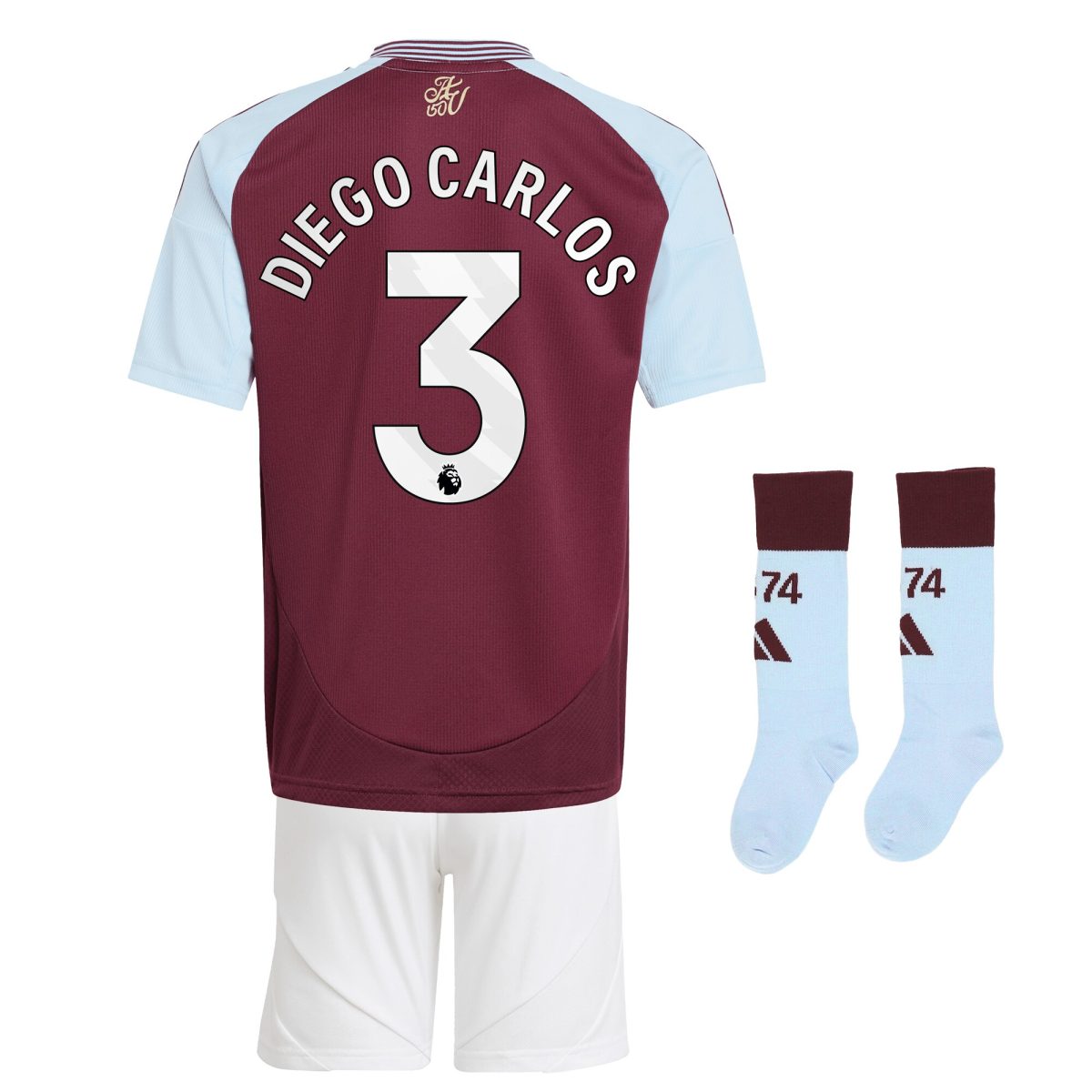 Aston Villa aston villa adidas home mini kit 2024-25 with diego carlos 3 printing Kits - Official Football Shirts & Training Gear