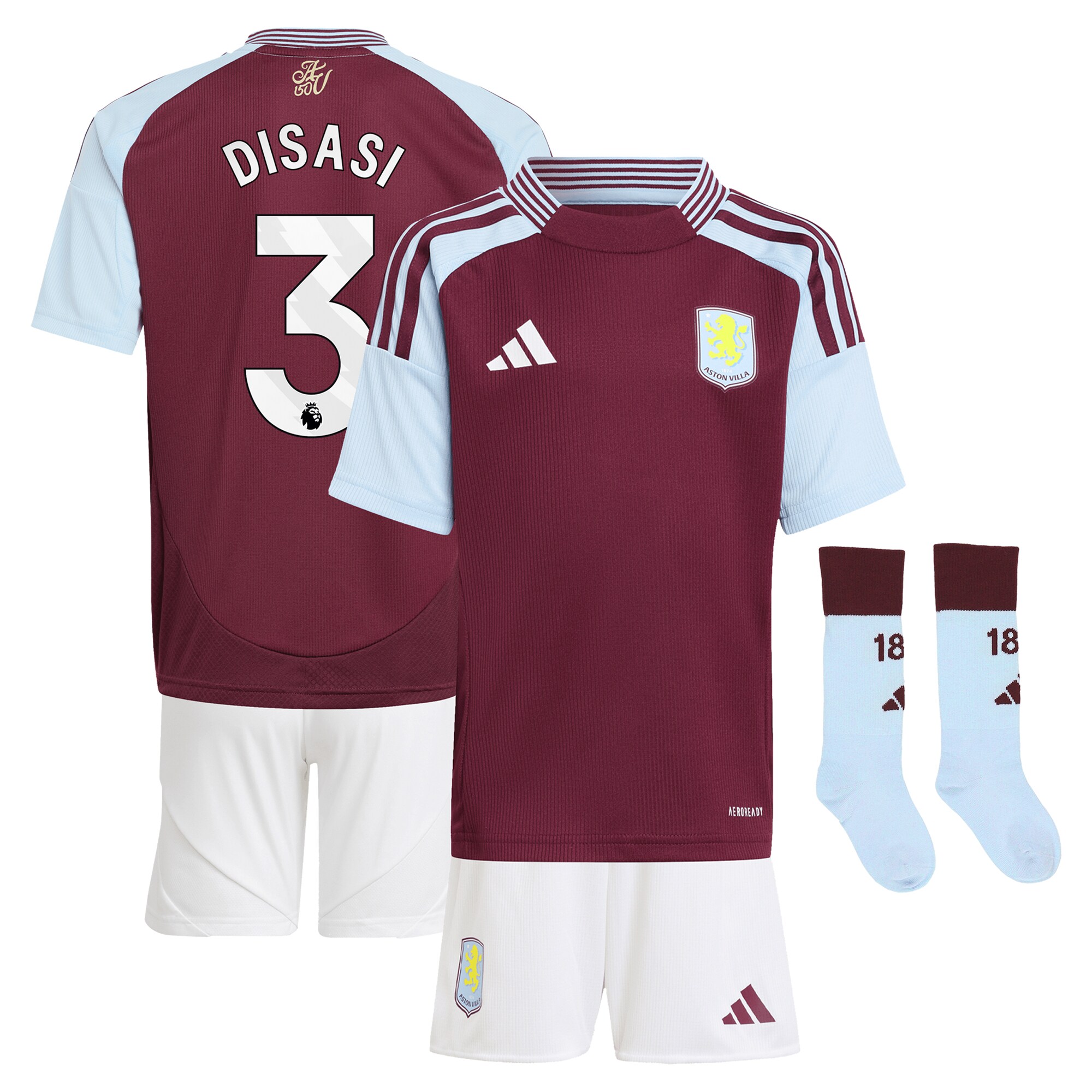 Aston Villa aston villa adidas home mini kit 2024-25 with disasi 3 printing Kits - Official Football Shirts & Training Gear