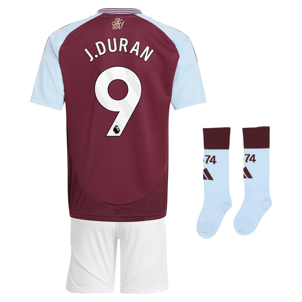 Aston Villa aston villa adidas home mini kit 2024-25 with j.duran 9 printing Kits - Official Football Shirts & Training Gear