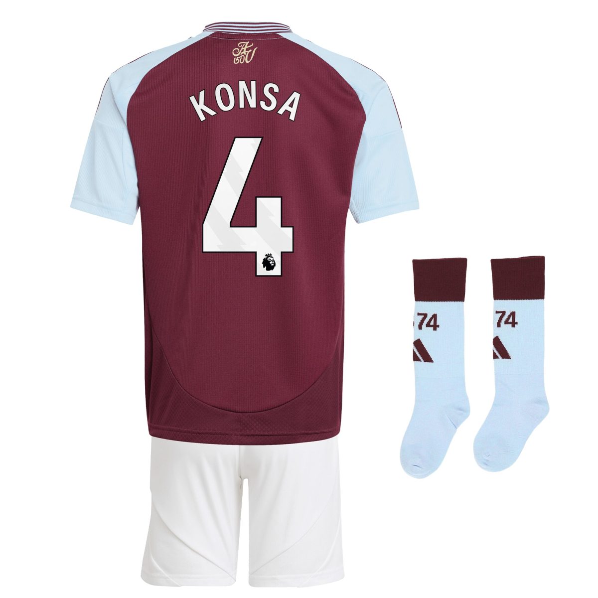 Aston Villa aston villa adidas home mini kit 2024-25 with konsa 4 printing Kits - Official Football Shirts & Training Gear