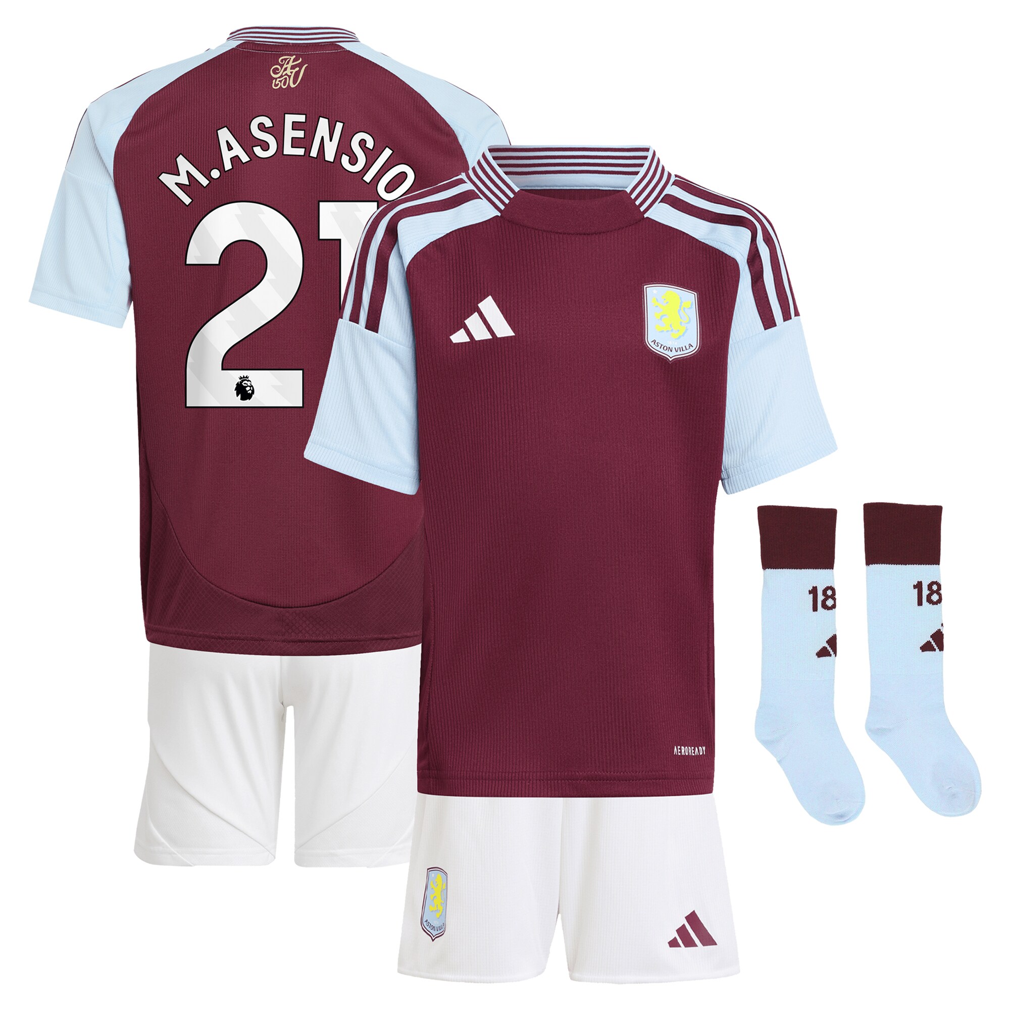 Aston Villa aston villa adidas home mini kit 2024-25 with m.asensio 21 printing Kits - Official Football Shirts & Training Gear