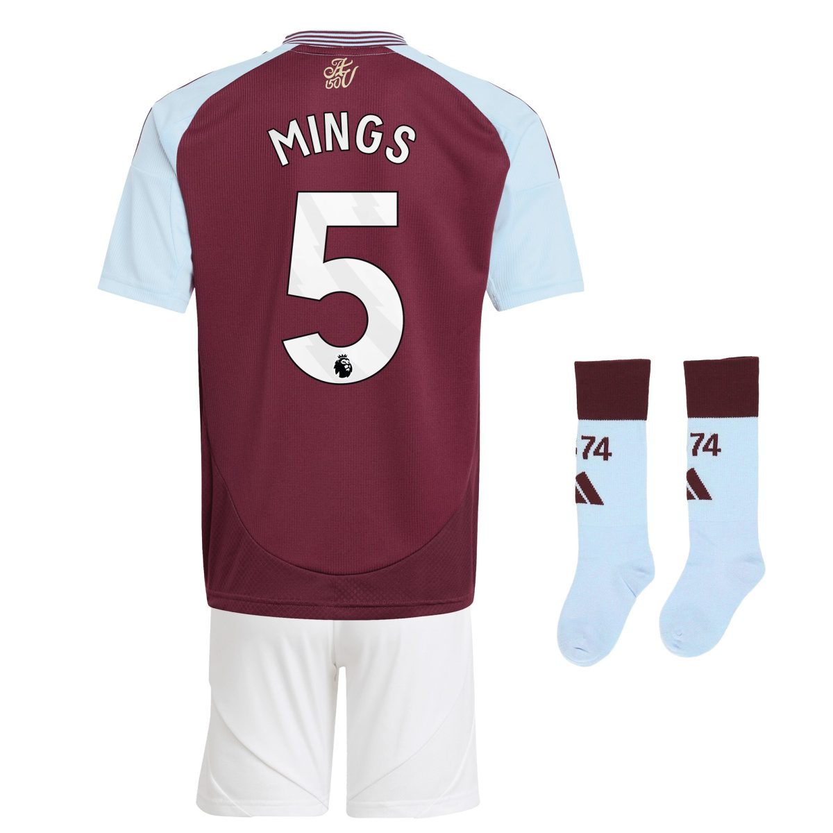 Aston Villa aston villa adidas home mini kit 2024-25 with mings 5 printing Kits - Official Football Shirts & Training Gear
