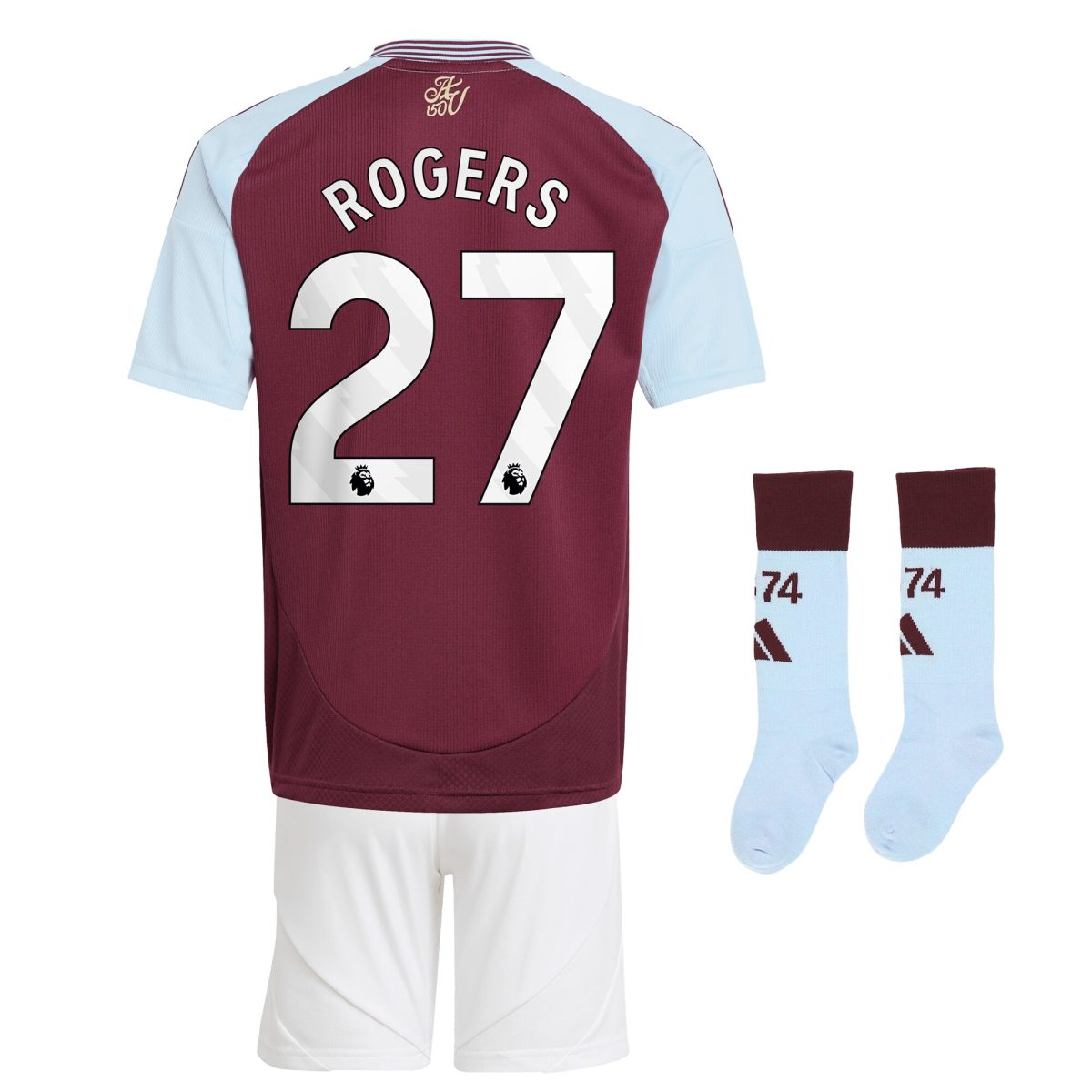 Aston Villa aston villa adidas home mini kit 2024-25 with rogers 27 printing Kits - Official Football Shirts & Training Gear