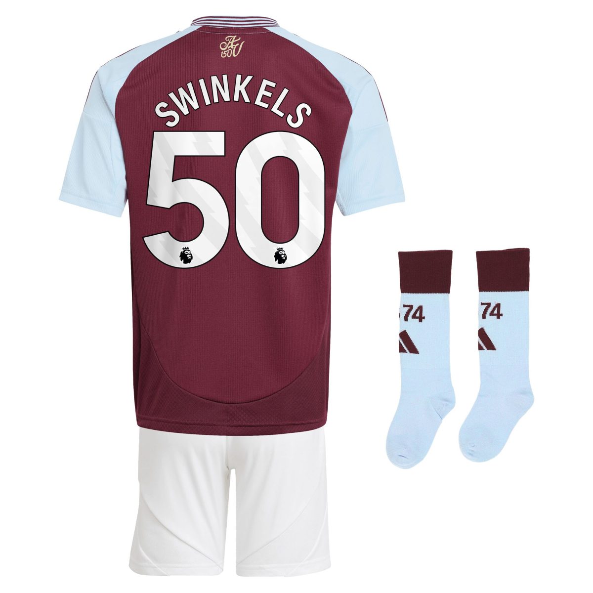 Aston Villa aston villa adidas home mini kit 2024-25 with swinkels 50 printing Kits - Official Football Shirts & Training Gear