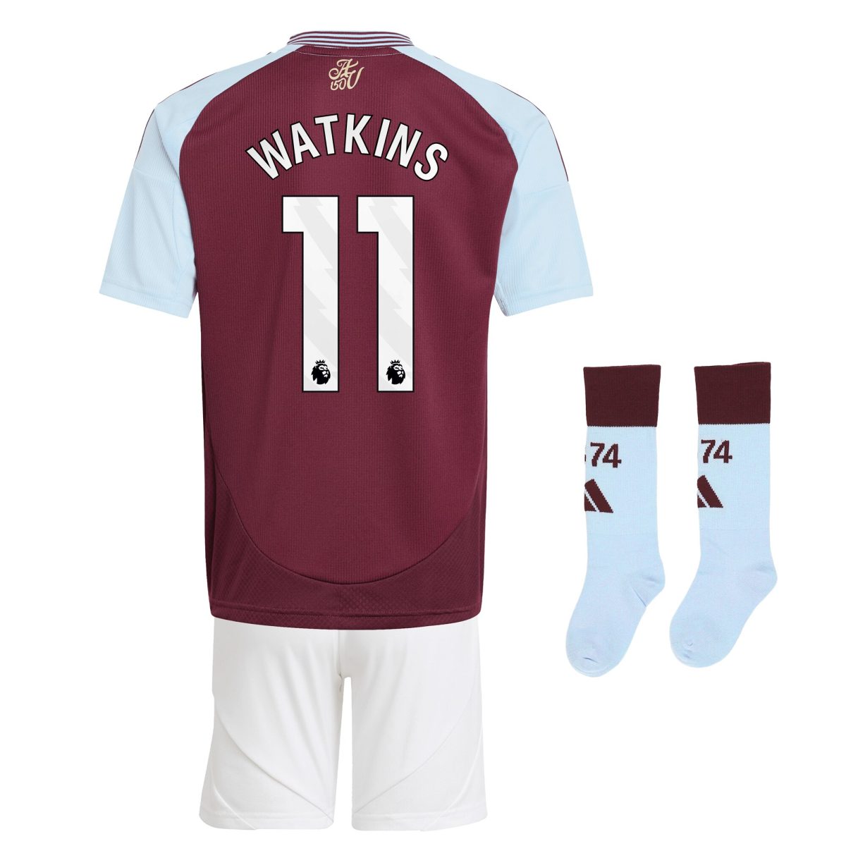 Aston Villa aston villa adidas home mini kit 2024-25 with watkins 11 printing Kits - Official Football Shirts & Training Gear