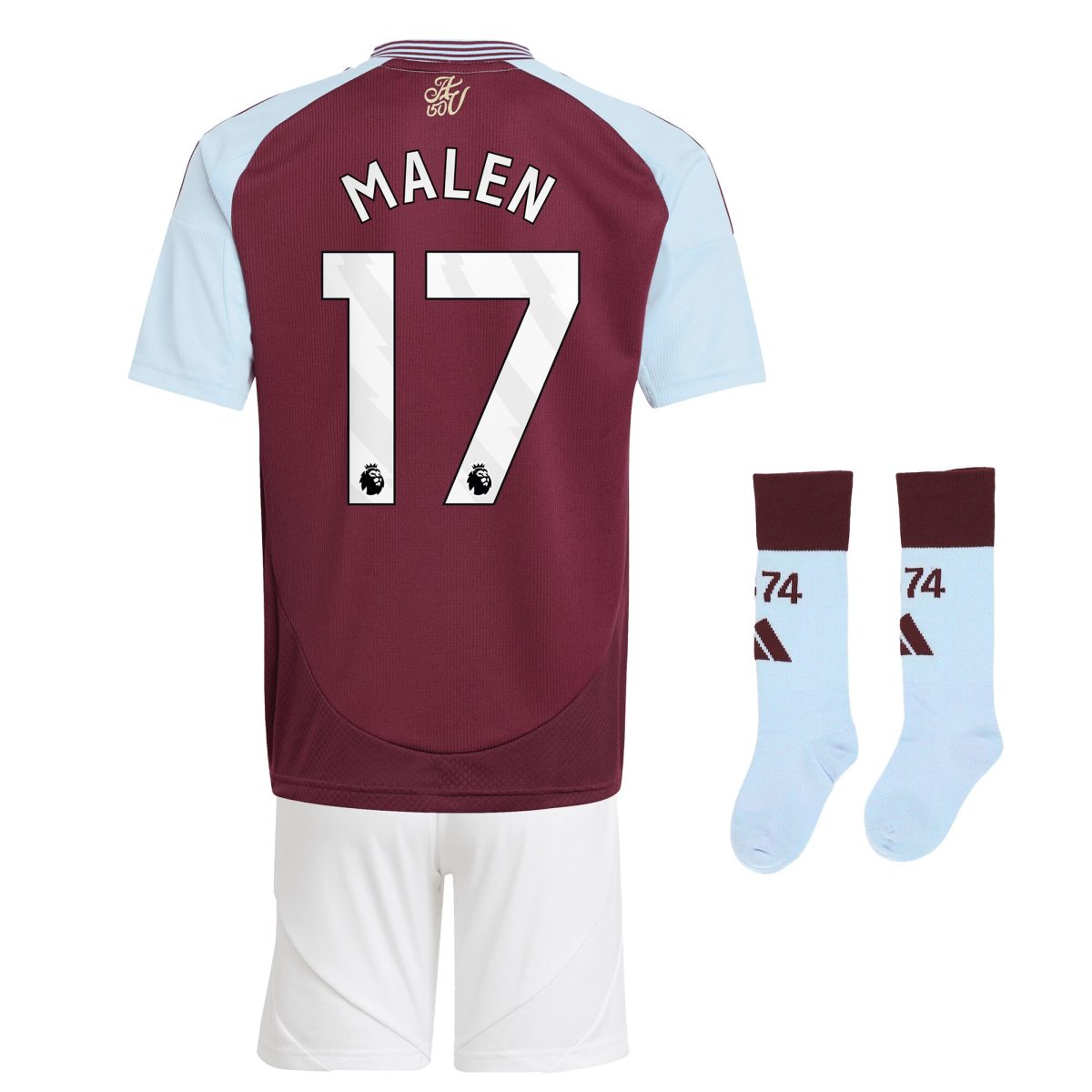Aston Villa aston villa adidas home mini kit 2024-26 with malen 17 printing Kits - Official Football Shirts & Training Gear