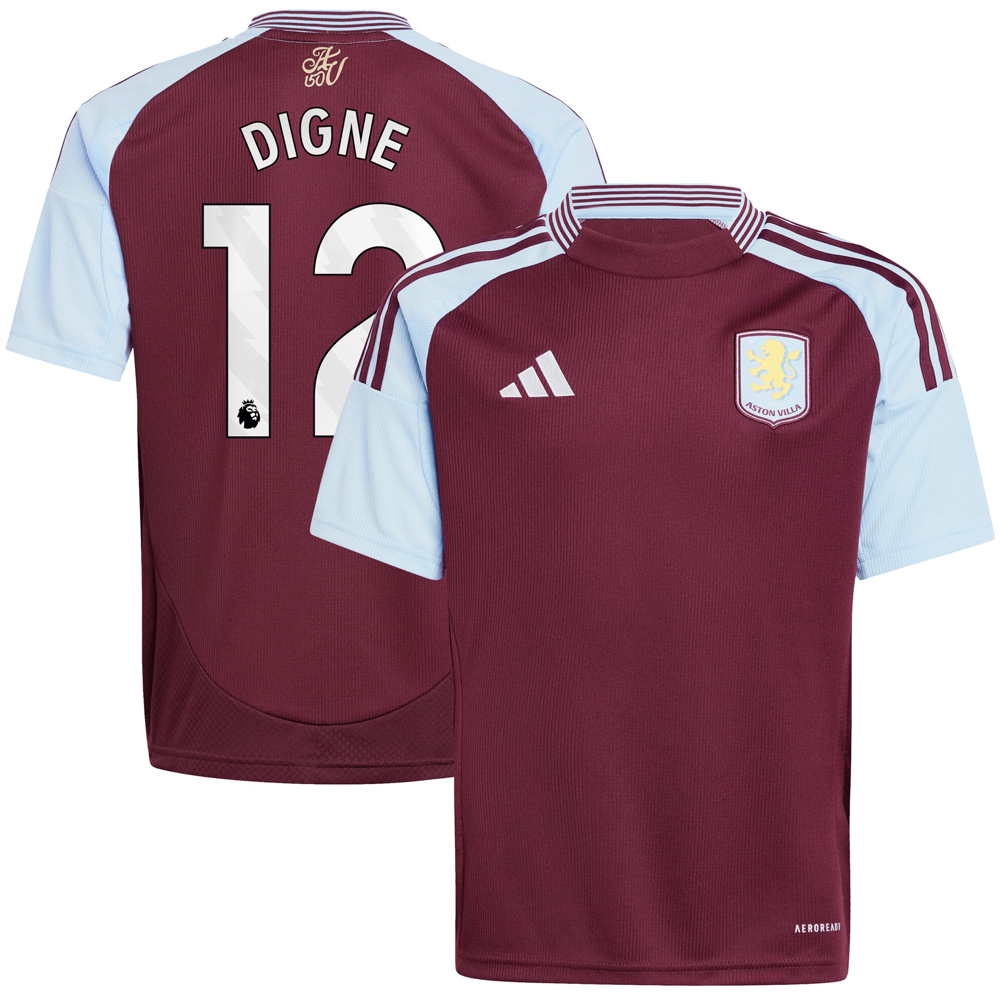 Aston Villa aston villa adidas home shirt 2024-25 – kids with digne 12 printing Kits - Official Football Shirts & Training Gear