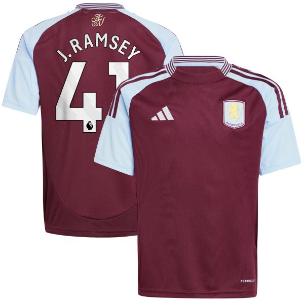 Aston Villa aston villa adidas home shirt 2024-25 – kids with j. ramsey 41 printing Kits - Official Football Shirts & Training Gear