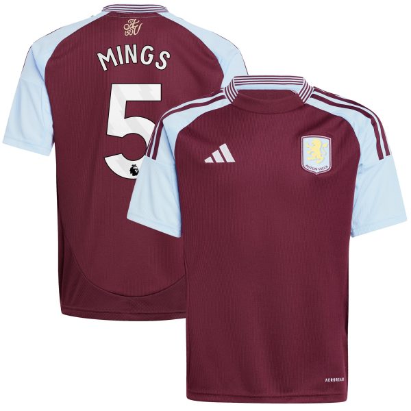 Aston Villa aston villa adidas home shirt 2024-25 – kids with mings 5 printing Kits - Official Football Shirts & Training Gear