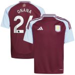 Aston Villa aston villa adidas home shirt 2024-25 – kids with onana 24 printing Kits - Official Football Shirts & Training Gear