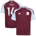 Aston Villa aston villa adidas home shirt 2024-25 – kids with pau 14 printing Kits - Official Football Shirts & Training Gear