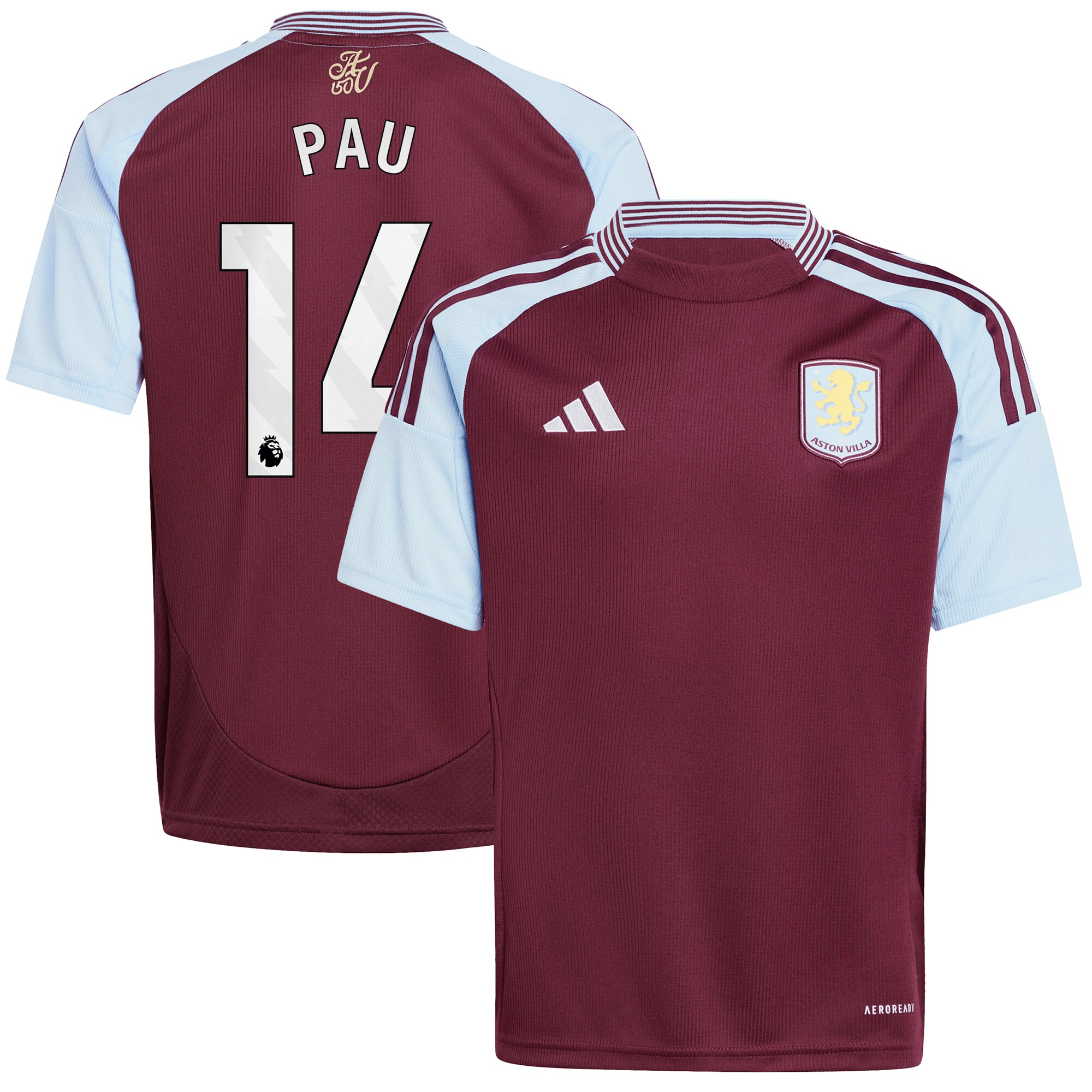 Aston Villa aston villa adidas home shirt 2024-25 – kids with pau 14 printing Kits - Official Football Shirts & Training Gear