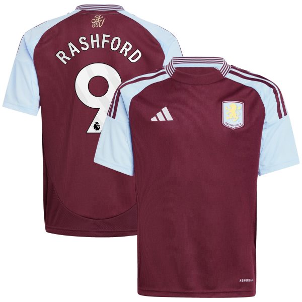Aston Villa aston villa adidas home shirt 2024-25 – kids with rashford 9 printing Kits - Official Football Shirts & Training Gear