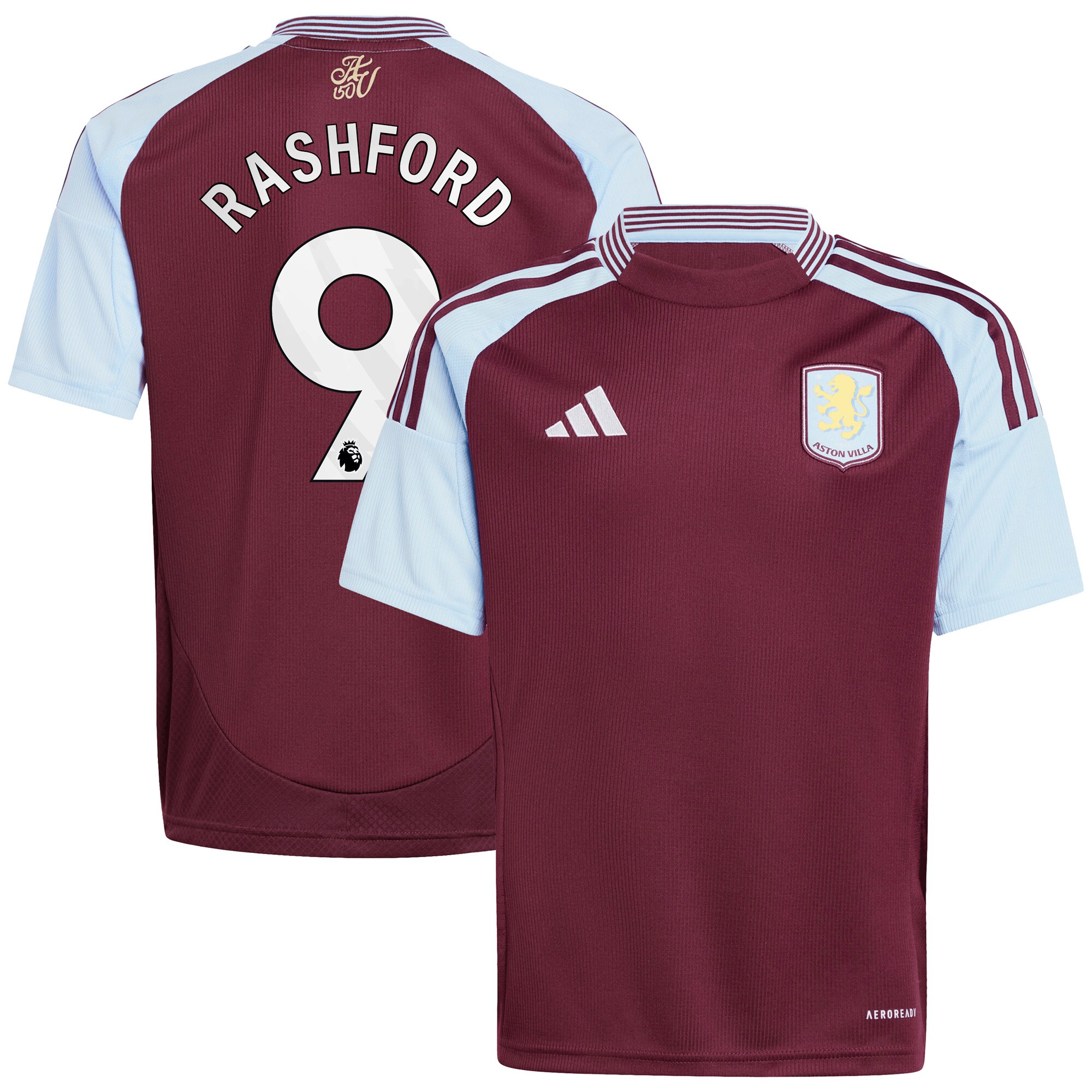Aston Villa aston villa adidas home shirt 2024-25 – kids with rashford 9 printing Kits - Official Football Shirts & Training Gear