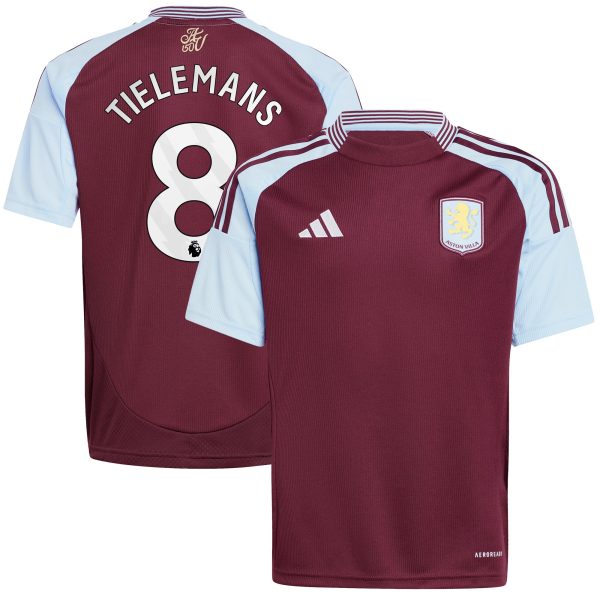 Aston Villa aston villa adidas home shirt 2024-25 – kids with tielemans 8 printing Kits - Official Football Shirts & Training Gear