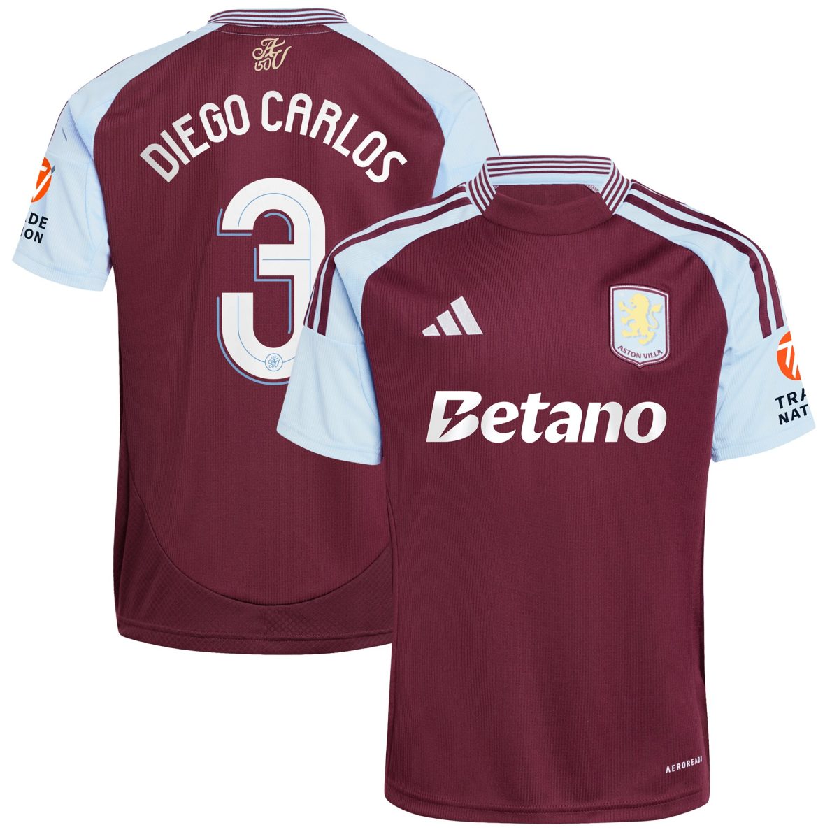 Aston Villa aston villa adidas home shirt 2024-25 with diego carlos 3 cup printing Kits - Official Football Shirts & Training Gear