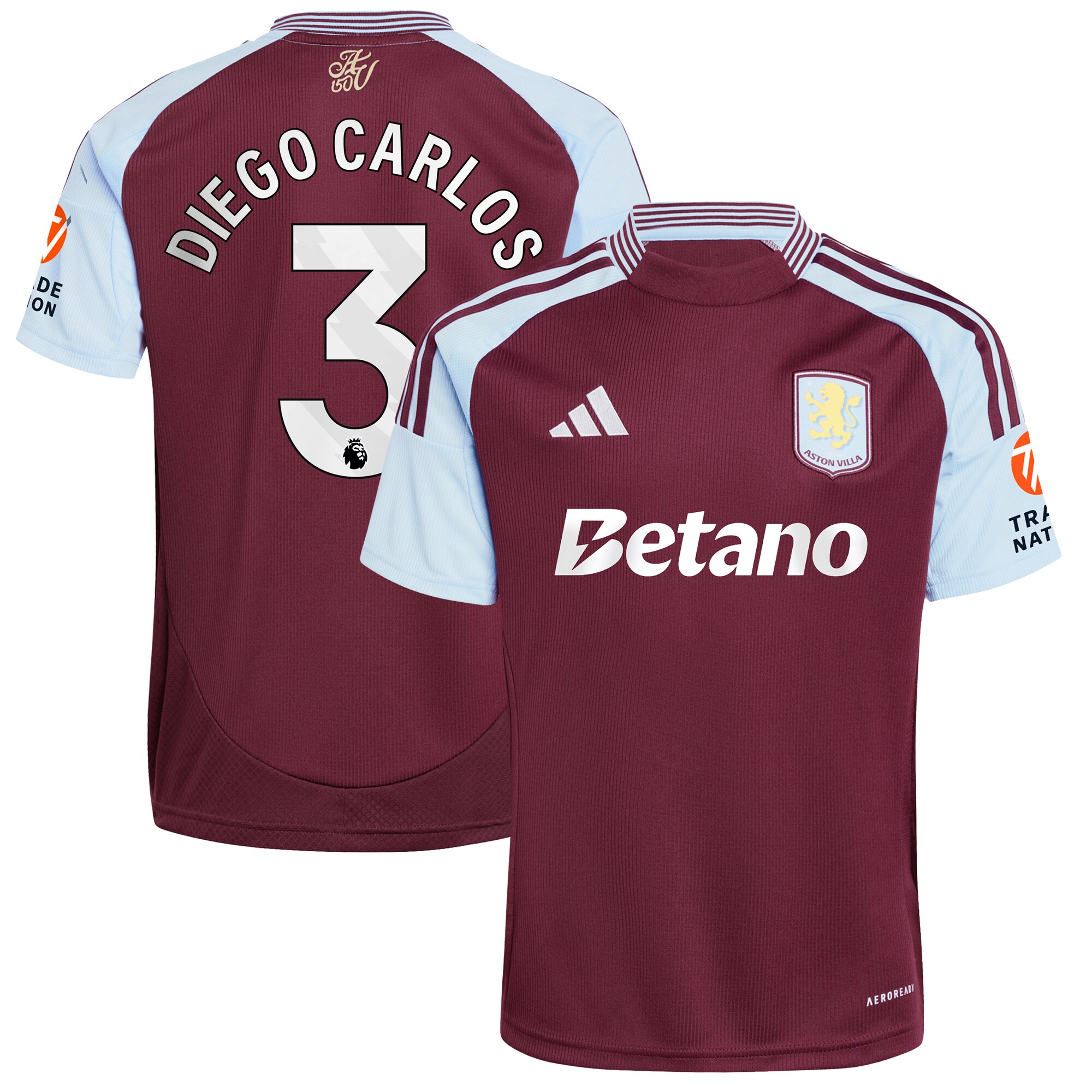 Aston Villa aston villa adidas home shirt 2024-25 with diego carlos 3 printing Kits - Official Football Shirts & Training Gear