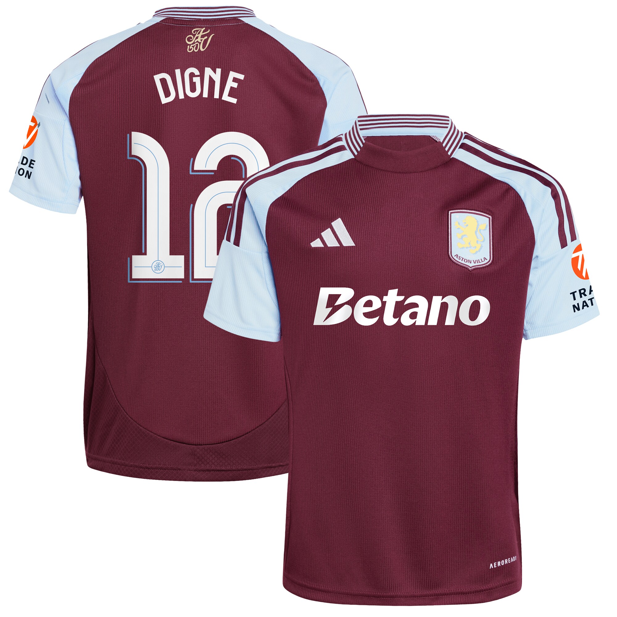 Aston Villa aston villa adidas home shirt 2024-25 with digne 12 cup printing Kits - Official Football Shirts & Training Gear