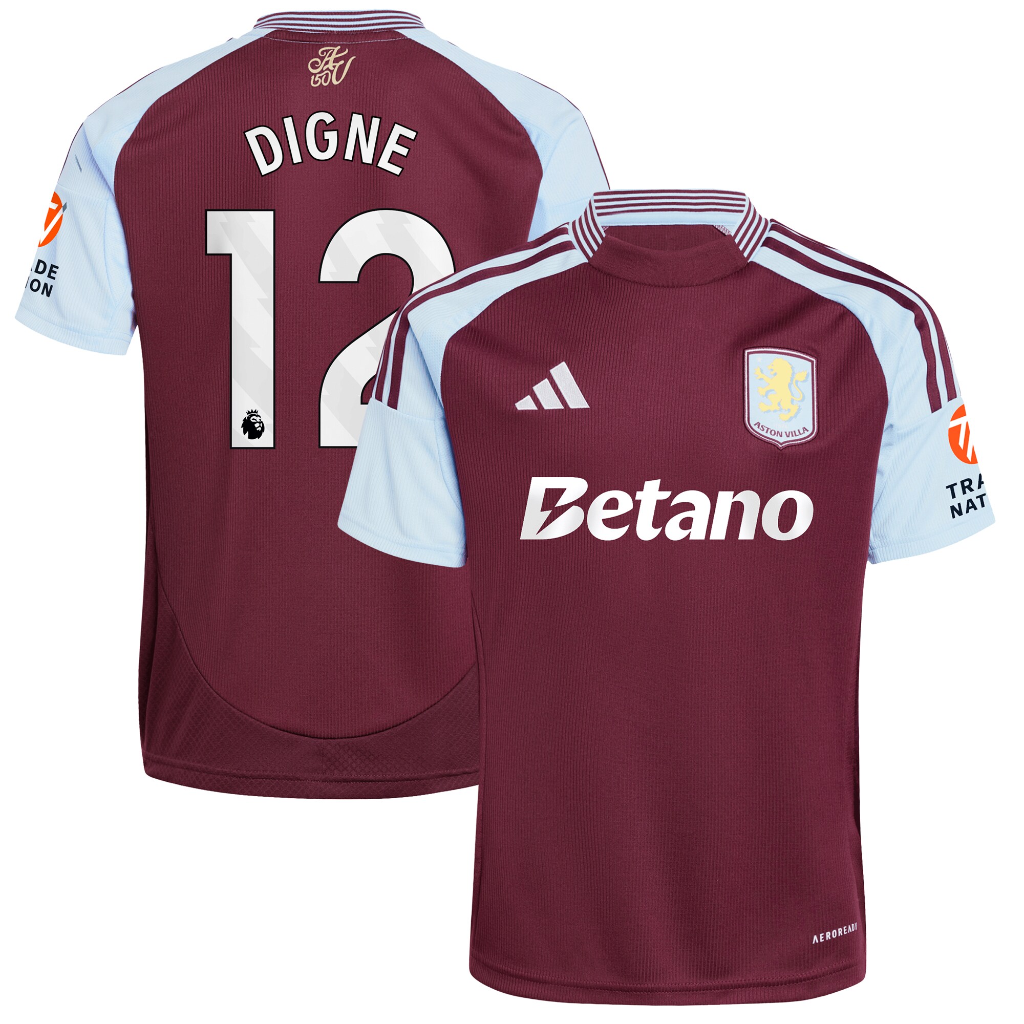 Aston Villa aston villa adidas home shirt 2024-25 with digne 12 printing Kits - Official Football Shirts & Training Gear
