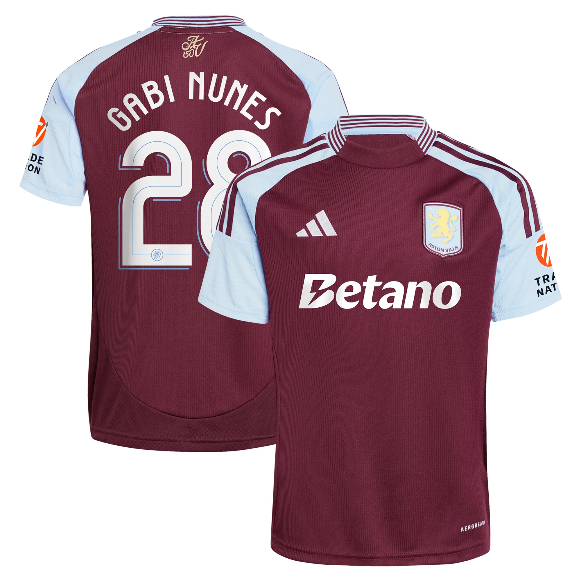 Aston Villa aston villa adidas home shirt 2024-25 with gabi nunes 28 cup printing Kits - Official Football Shirts & Training Gear