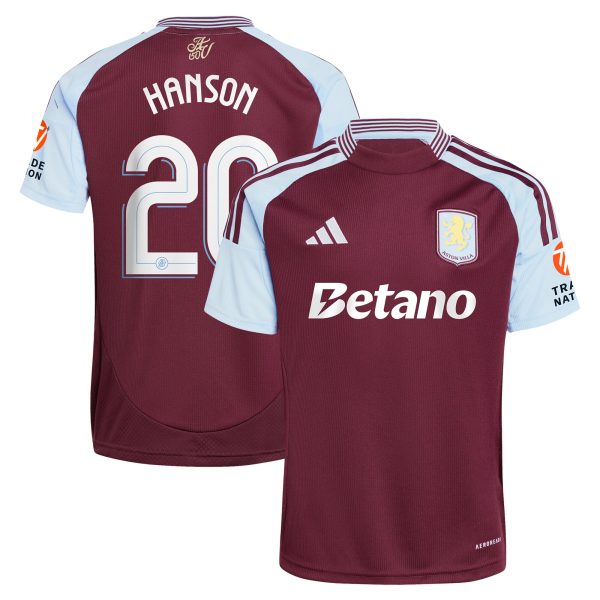 Aston Villa aston villa adidas home shirt 2024-25 with hanson 20 cup printing Kits - Official Football Shirts & Training Gear
