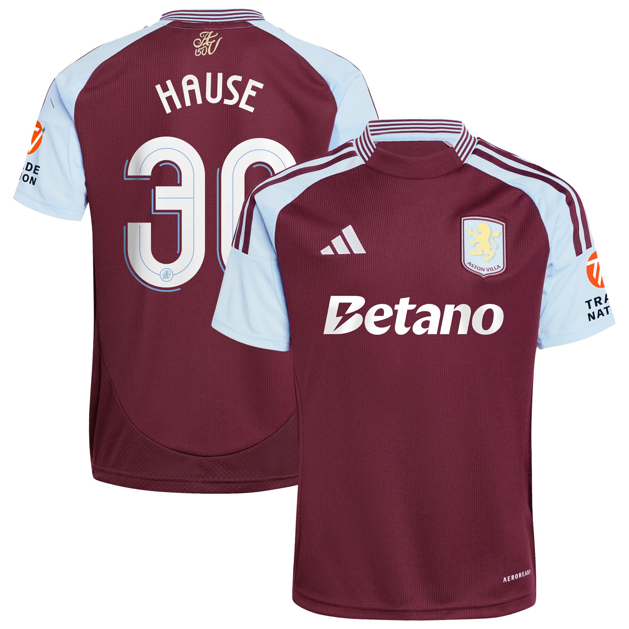 Aston Villa aston villa adidas home shirt 2024-25 with hause 30 cup printing Kits - Official Football Shirts & Training Gear