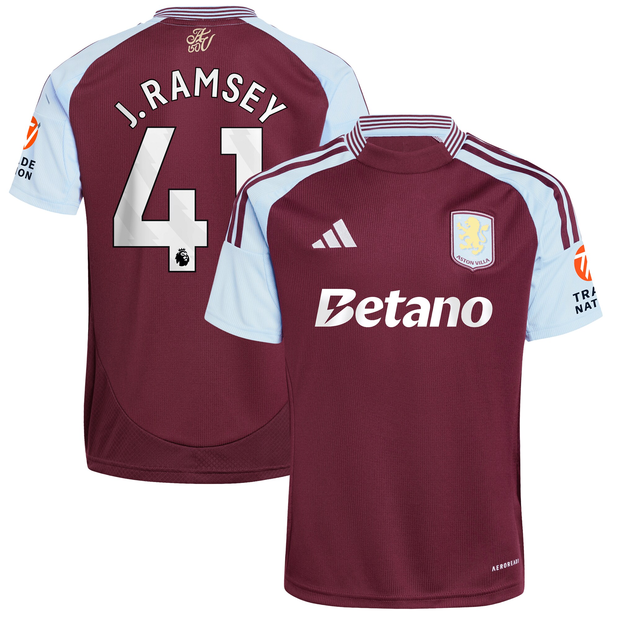 Aston Villa aston villa adidas home shirt 2024-25 with j. ramsey 41 printing Kits - Official Football Shirts & Training Gear