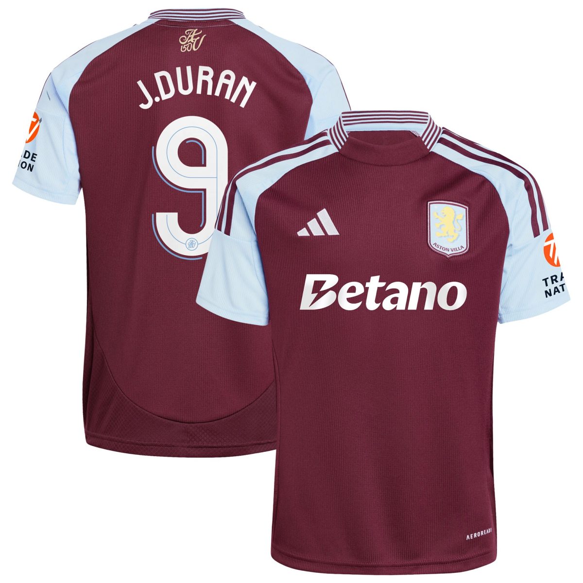 Aston Villa aston villa adidas home shirt 2024-25 with j.duran 9 cup printing Kits - Official Football Shirts & Training Gear