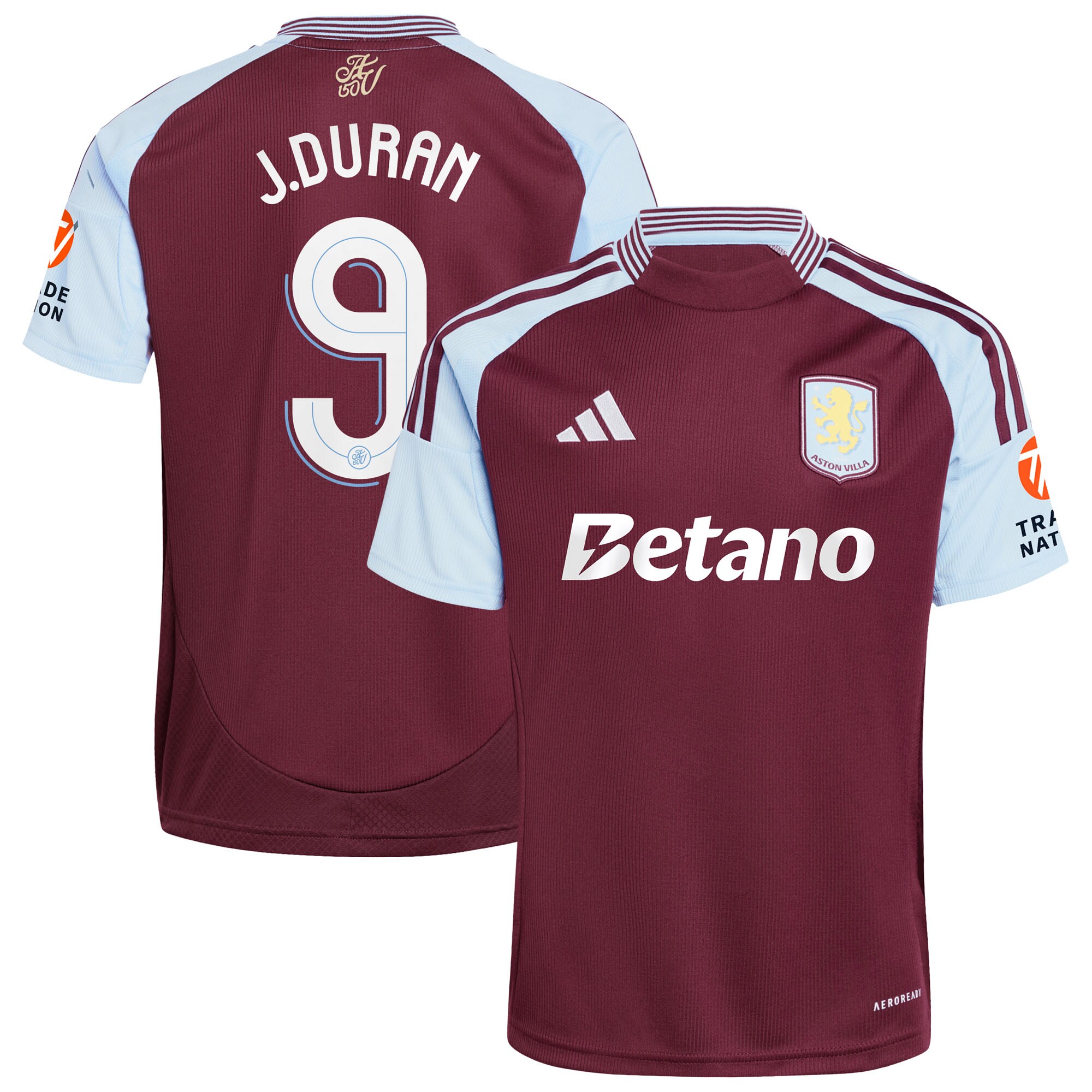 Aston Villa aston villa adidas home shirt 2024-25 with j.duran 9 cup printing Kits - Official Football Shirts & Training Gear