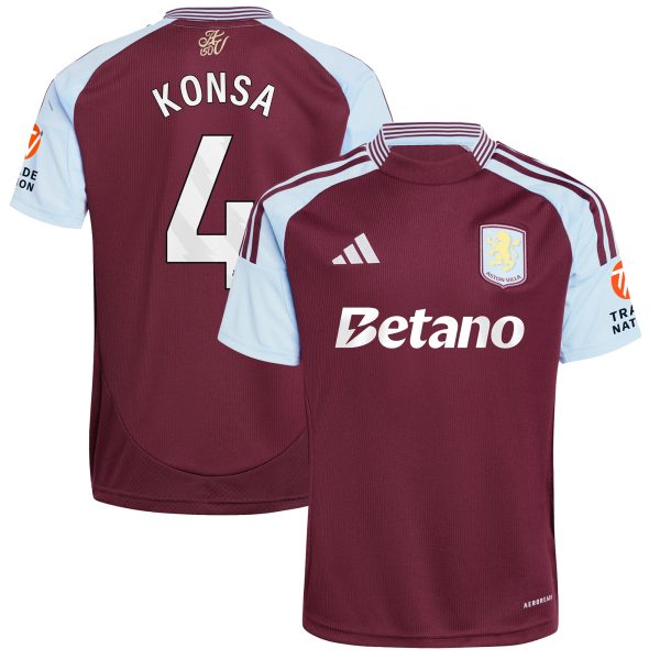 Aston Villa aston villa adidas home shirt 2024-25 with konsa 4 printing Kits - Official Football Shirts & Training Gear