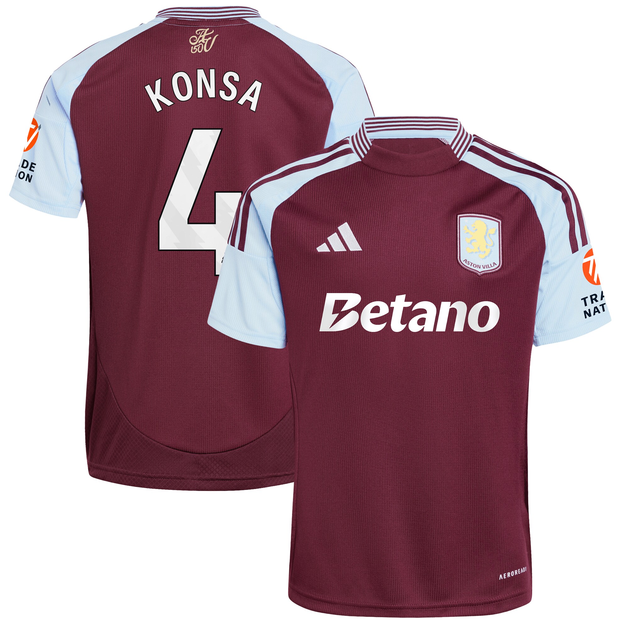 Aston Villa aston villa adidas home shirt 2024-25 with konsa 4 printing Kits - Official Football Shirts & Training Gear