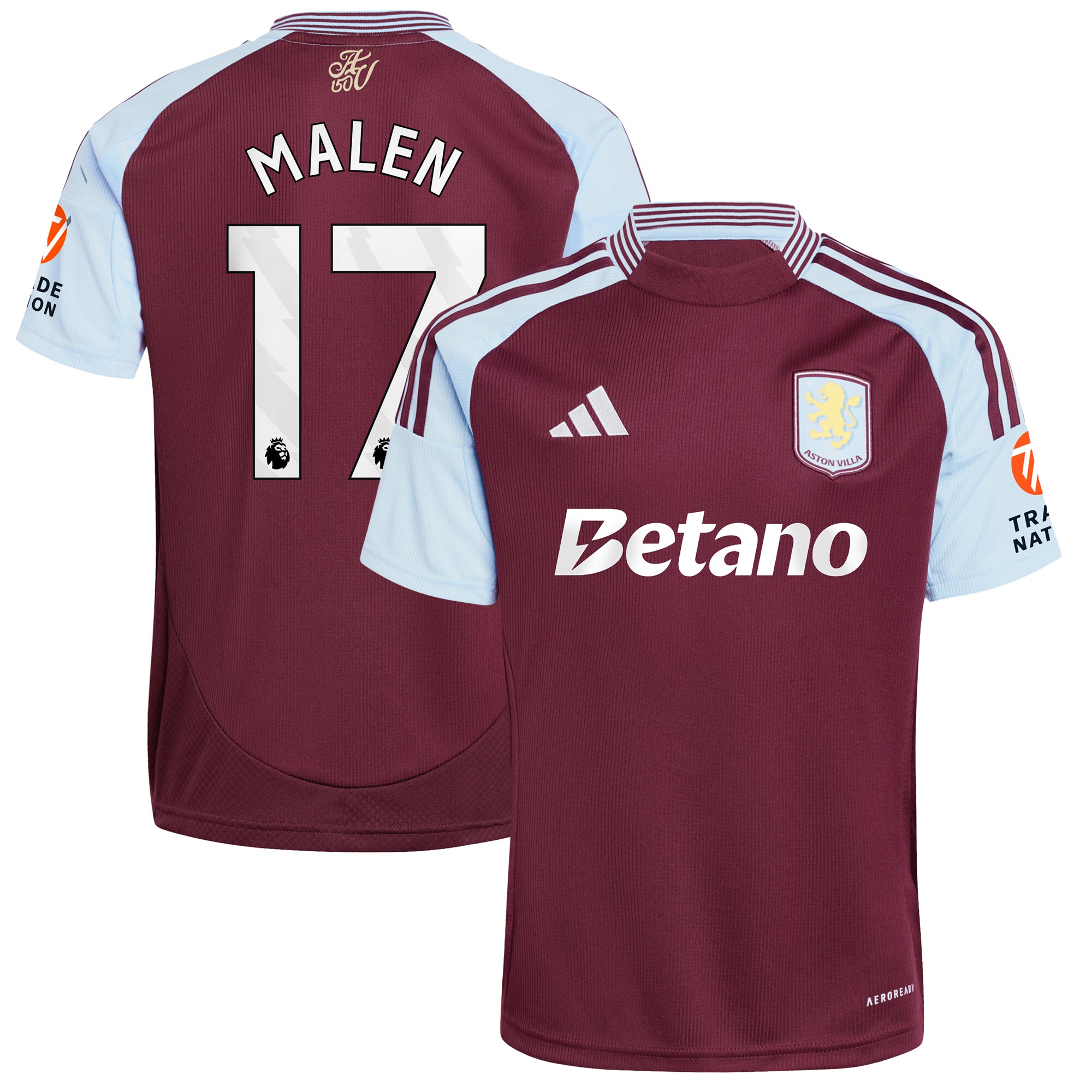 Aston Villa aston villa adidas home shirt 2024-25 with malen 17 printing Kits - Official Football Shirts & Training Gear