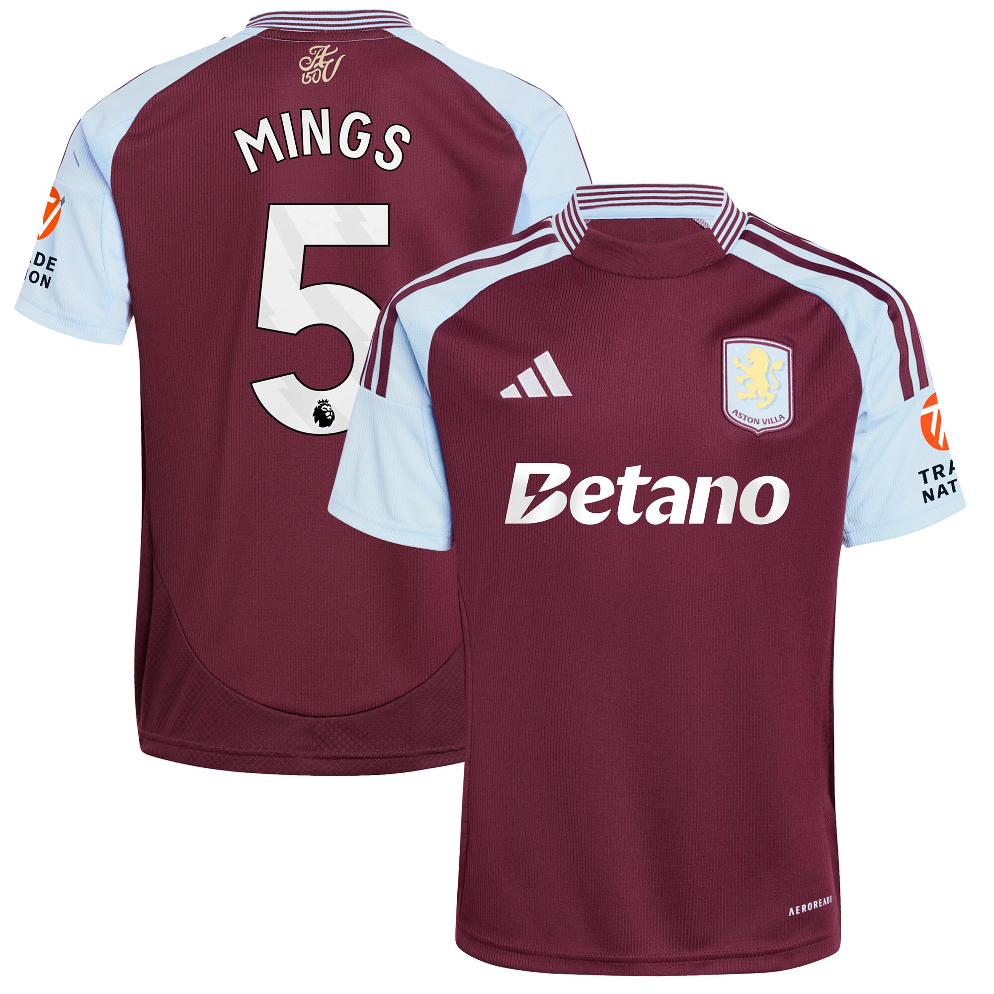 Aston Villa aston villa adidas home shirt 2024-25 with mings 5 printing Kits - Official Football Shirts & Training Gear