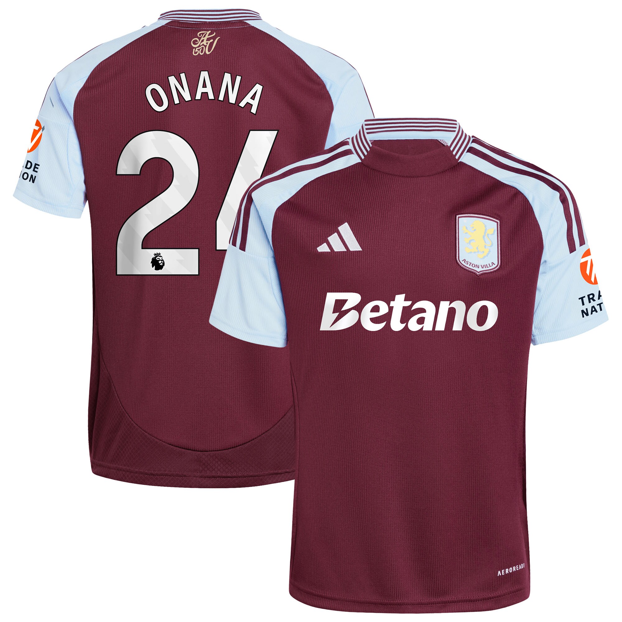 Aston Villa aston villa adidas home shirt 2024-25 with onana 24 printing Kits - Official Football Shirts & Training Gear